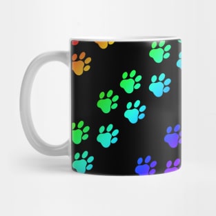 Black rainbow paw prints Mug